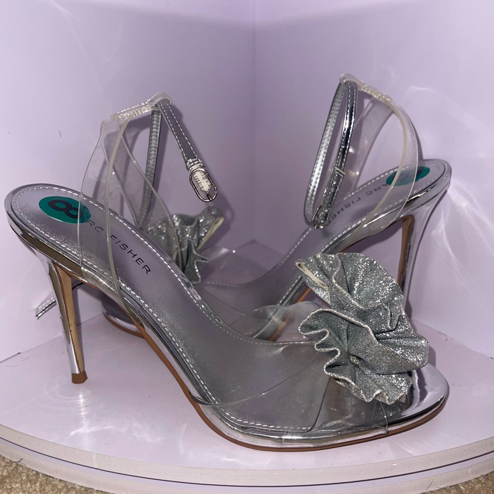 Silver shimmer flower Marc Fisher Heels